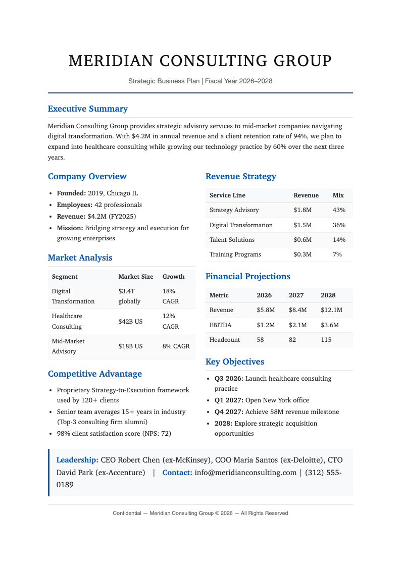 Classic professional serif business plan